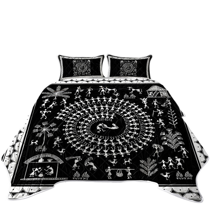 Black and White African Tribe Story Coverlets
