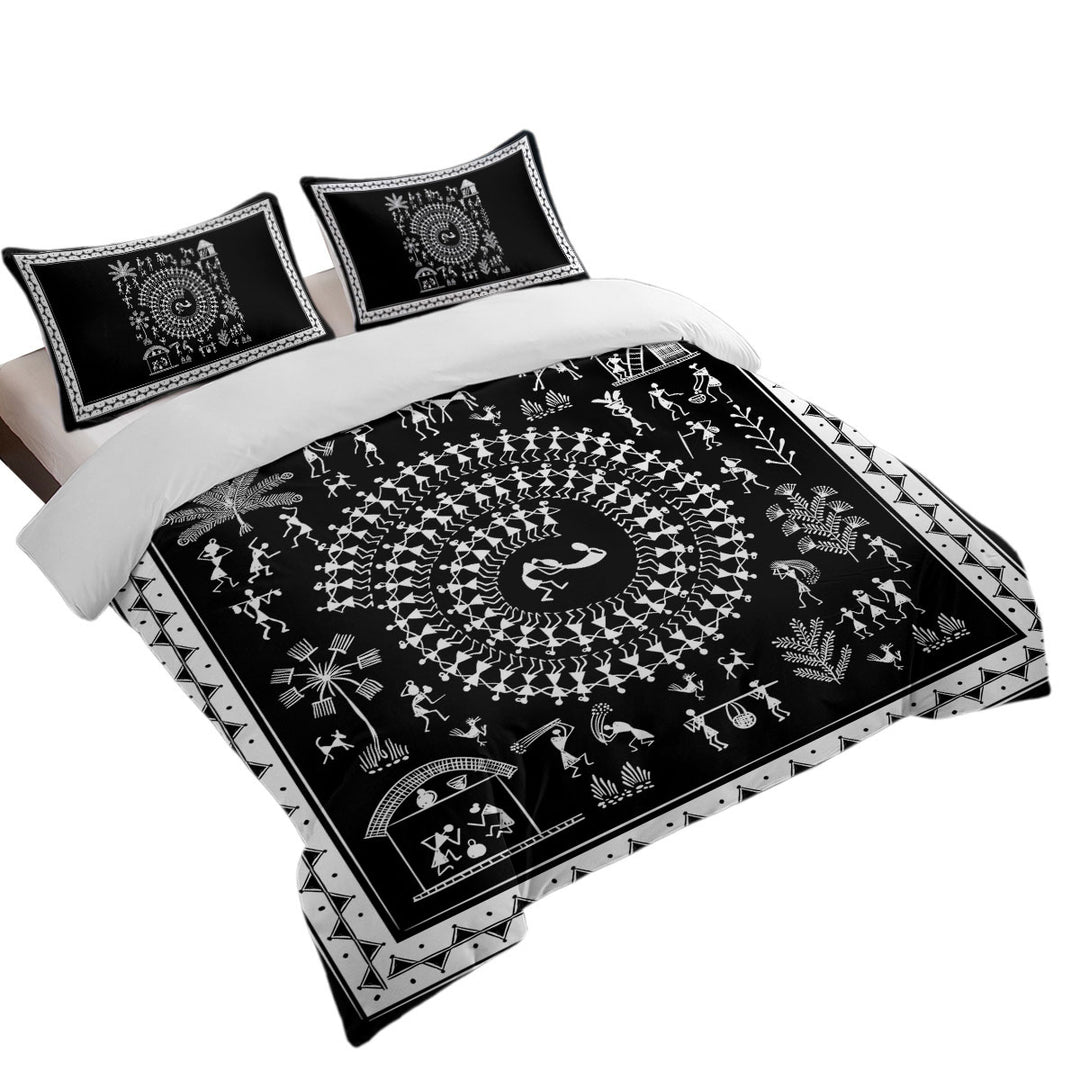 Black and White African Tribe Story Duvet Cover