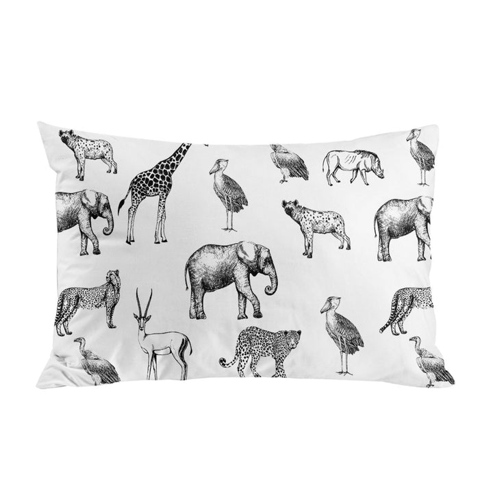 Black and White African Wildlife Animals Pillowcase