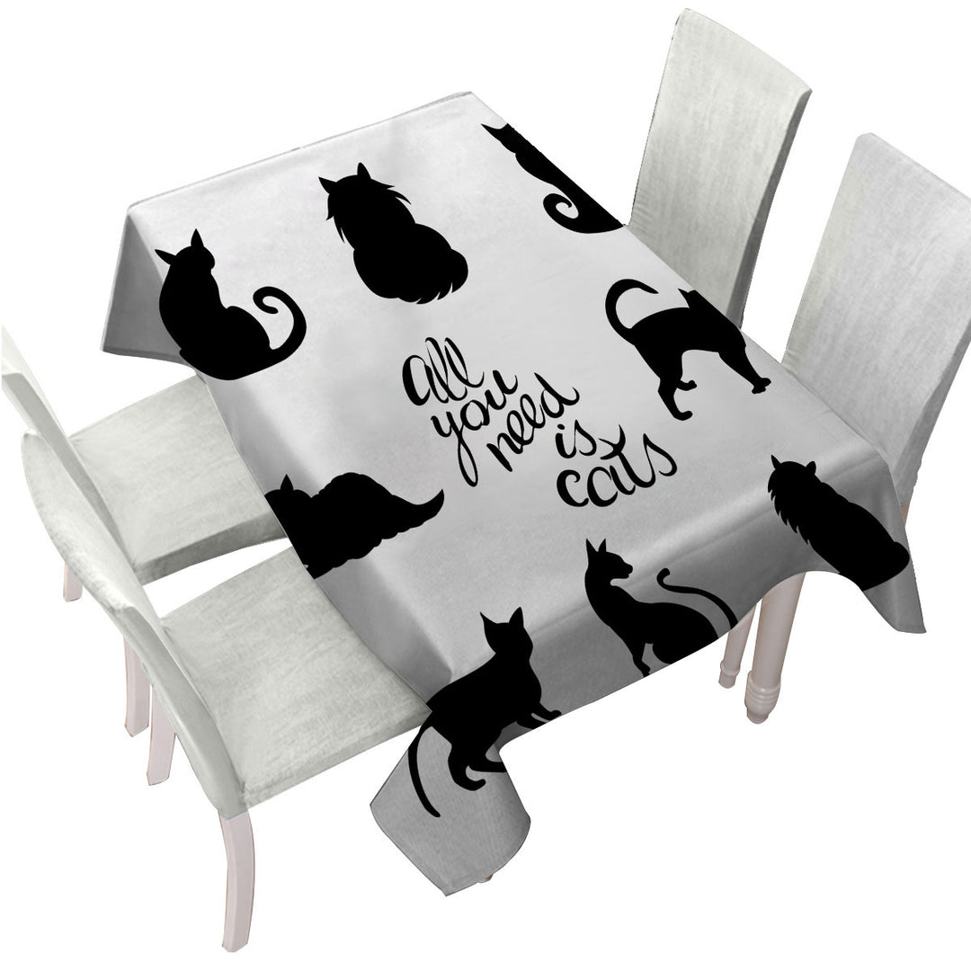 Black and White All You Need is Cats Custom tablecloths