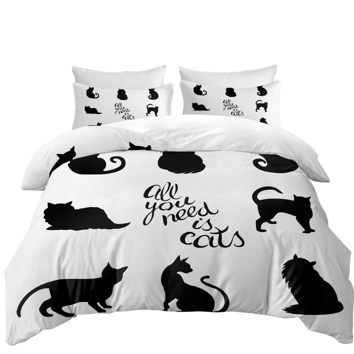 Black and White All You Need is Cats Duvet Covers
