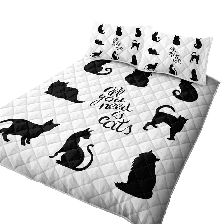 Black and White All You Need is Cats King Size Quilt Sets
