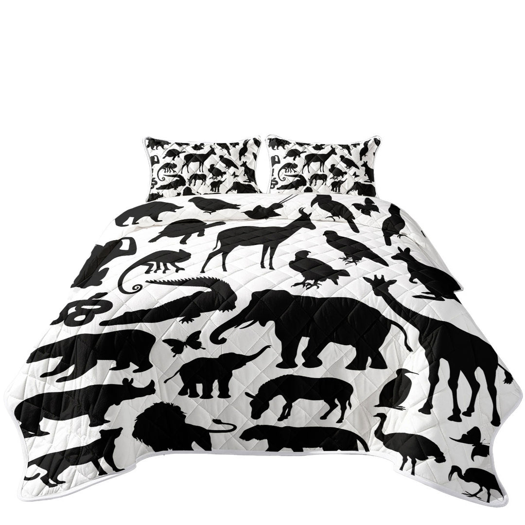 Black and White Animals Silhouettes Quilt