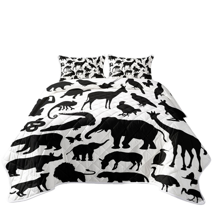 Black and White Animals Silhouettes Quilt