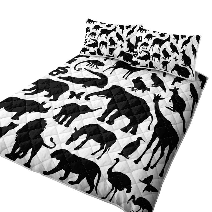 Black and White Animals Silhouettes Quilts
