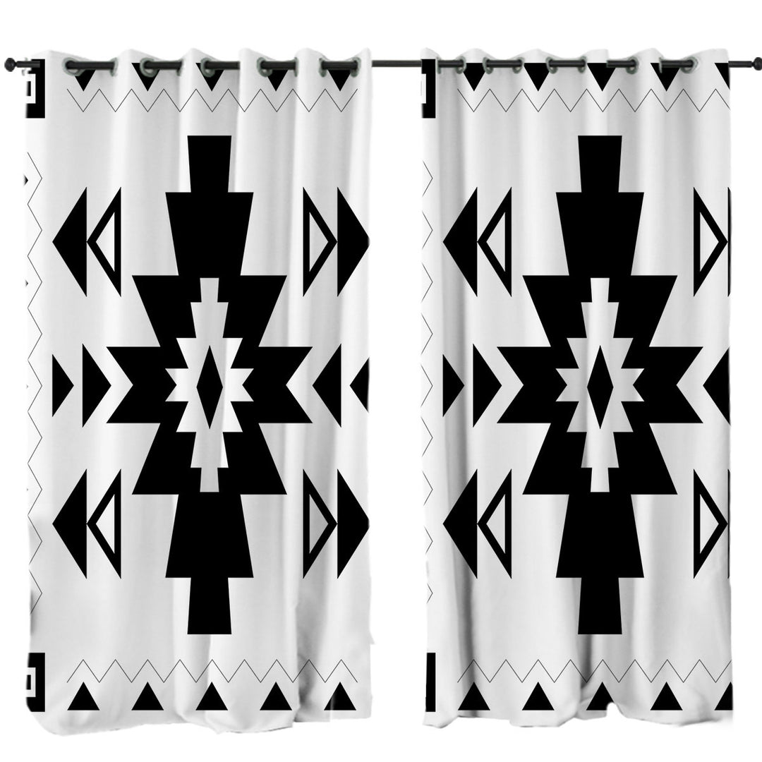 Black and White Aztec Design Drapes and Curtains