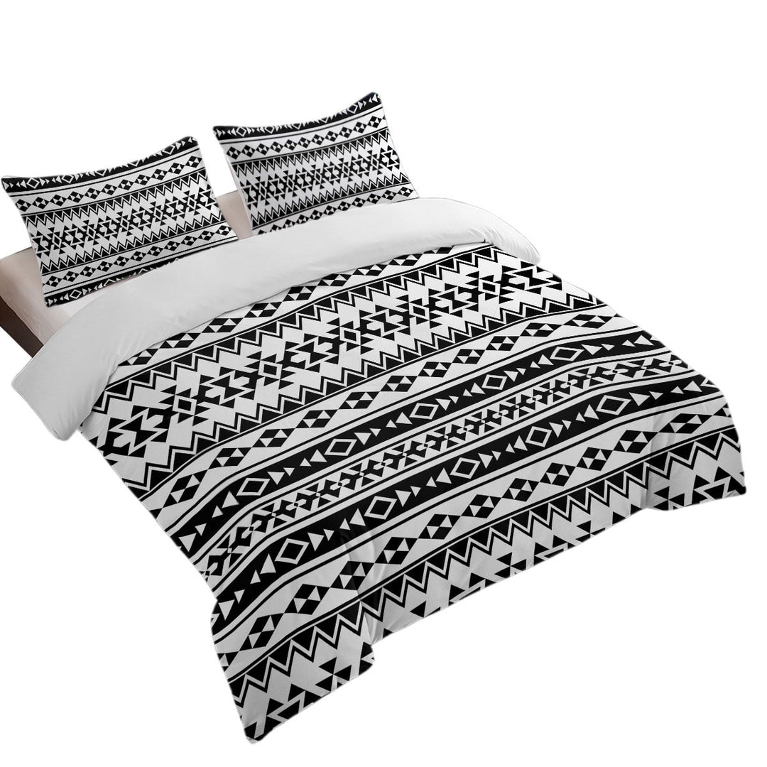 Black and White Aztec Stripes Oversized King Duvet Cover
