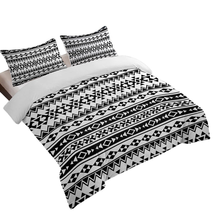 Black and White Aztec Stripes Oversized King Duvet Cover