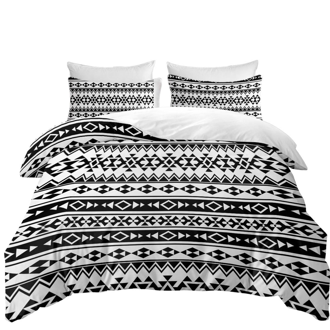 Black and White Aztec Stripes Queen Size Duvet Cover
