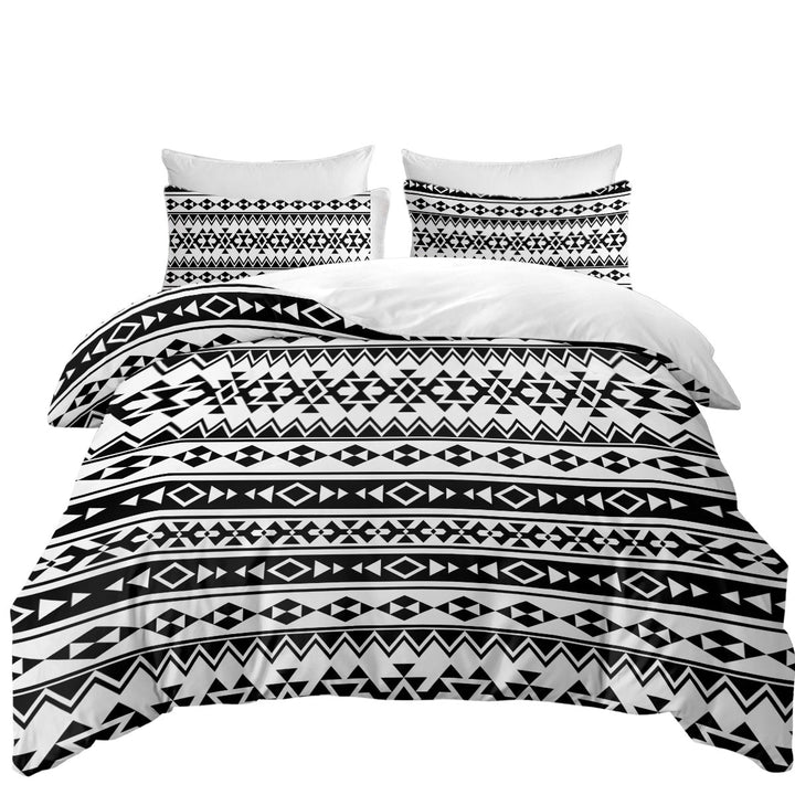 Black and White Aztec Stripes Queen Size Duvet Cover