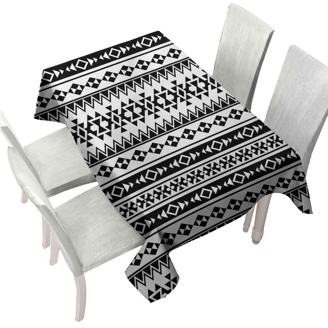 Black and White Aztec Stripes Table Cover