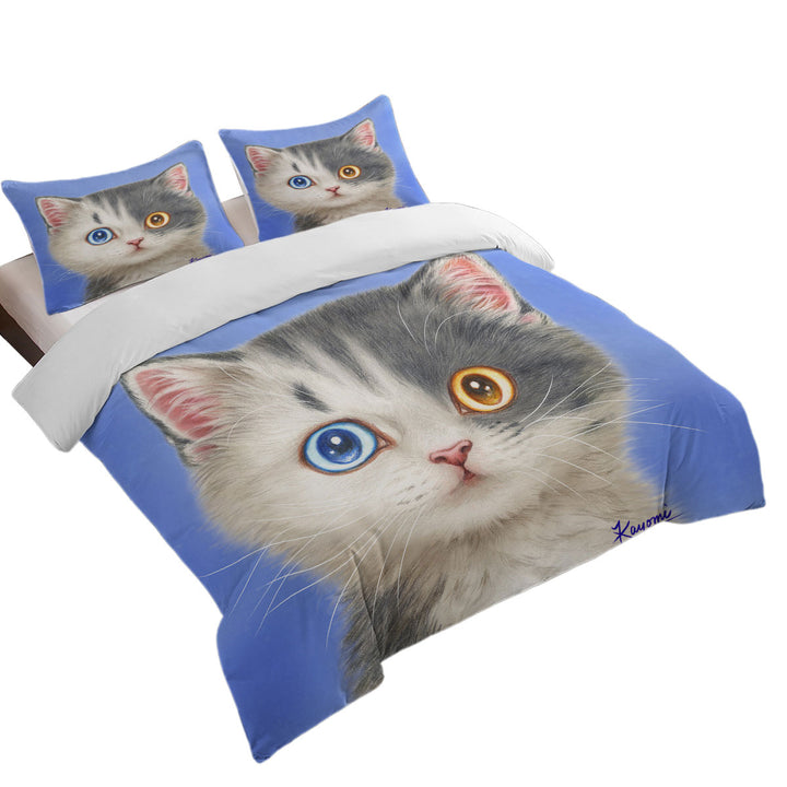 Black and White Beautiful Kitten Cat Duvet Cover
