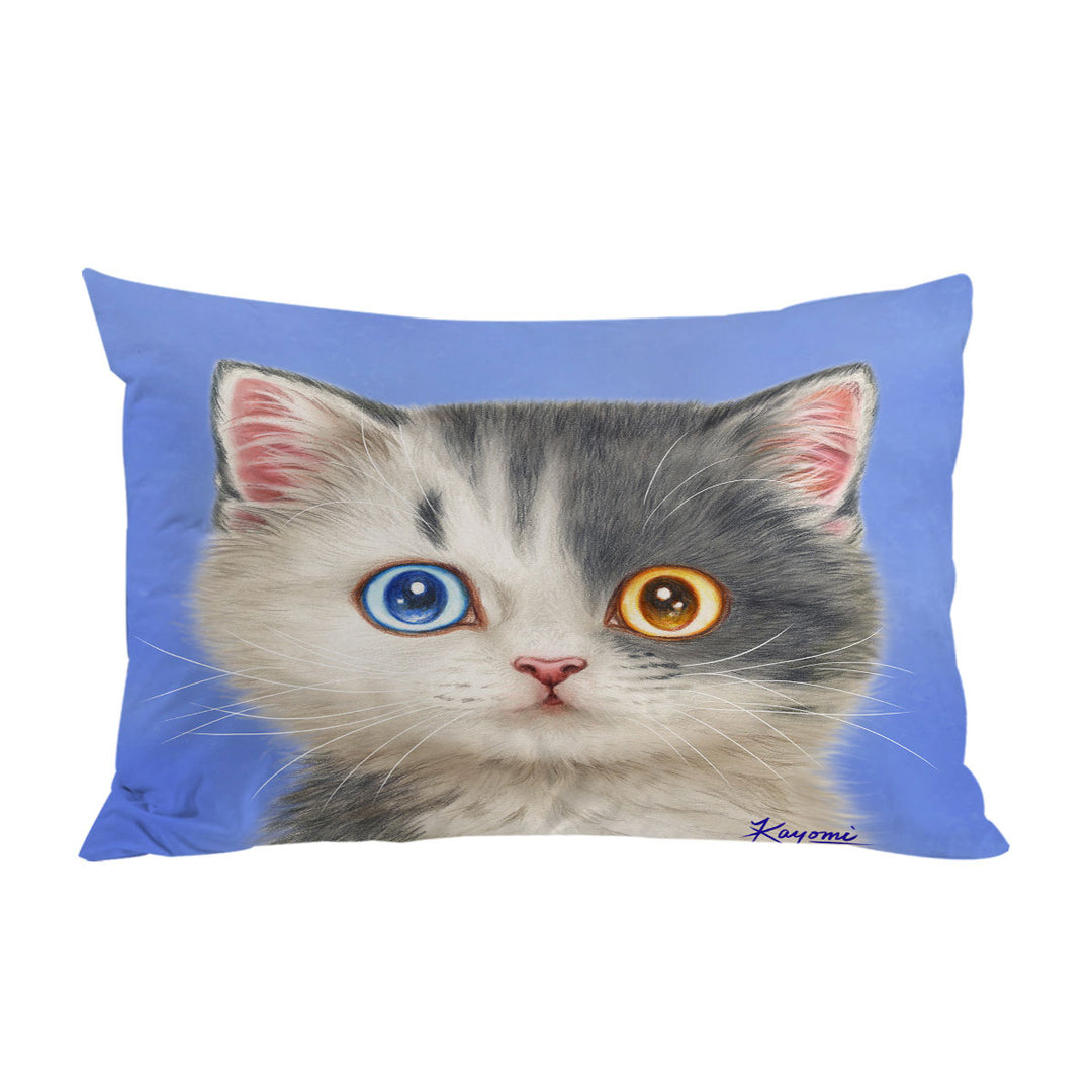 Black and White Beautiful Kitten Cat Pillowcase