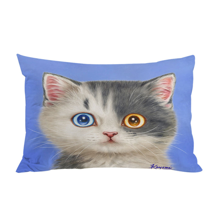 Black and White Beautiful Kitten Cat Pillowcase