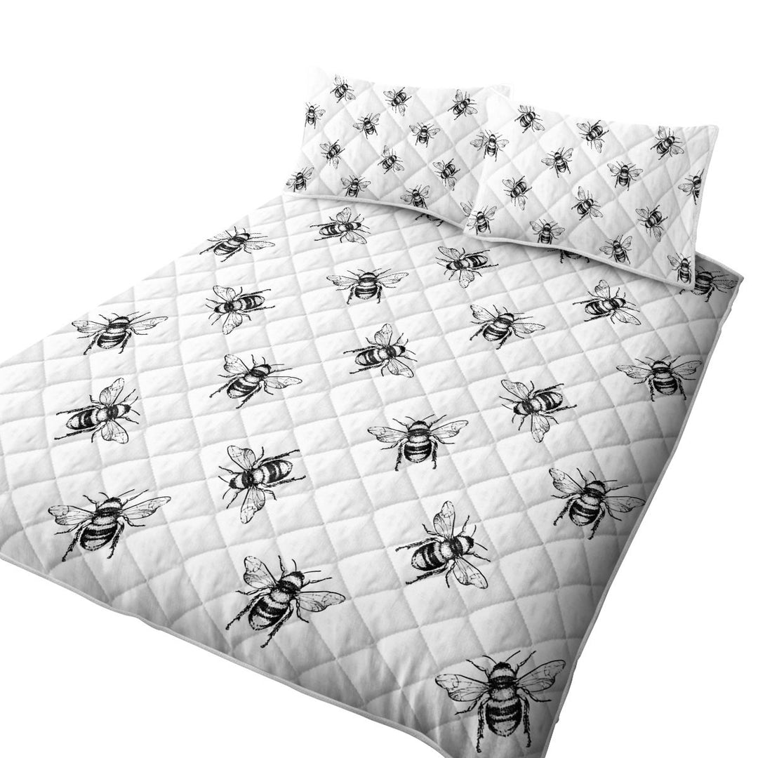 Black and White Bee Pattern Quilts for sale