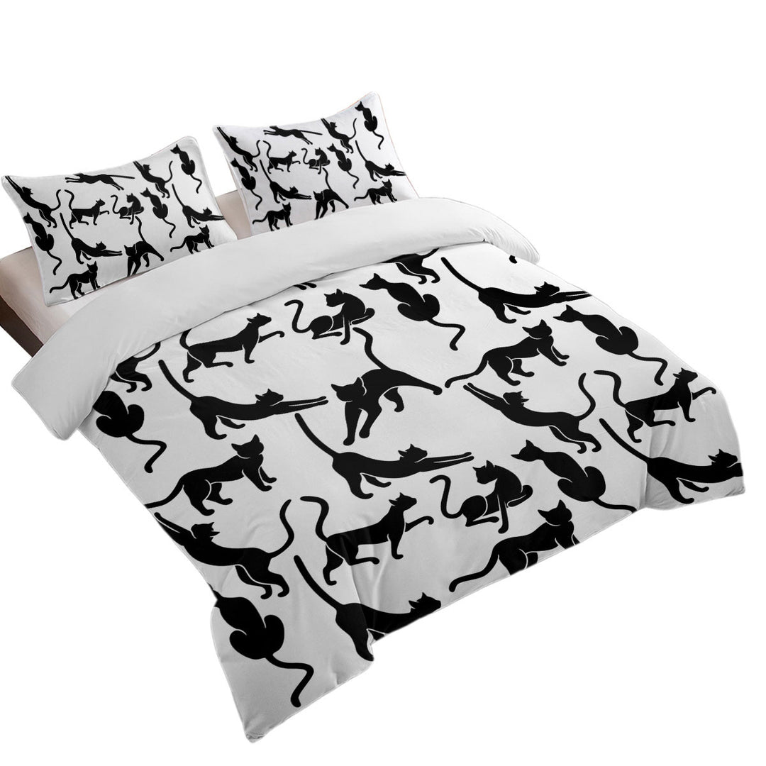 Black and White Cat Silhouettes Duvet Covers