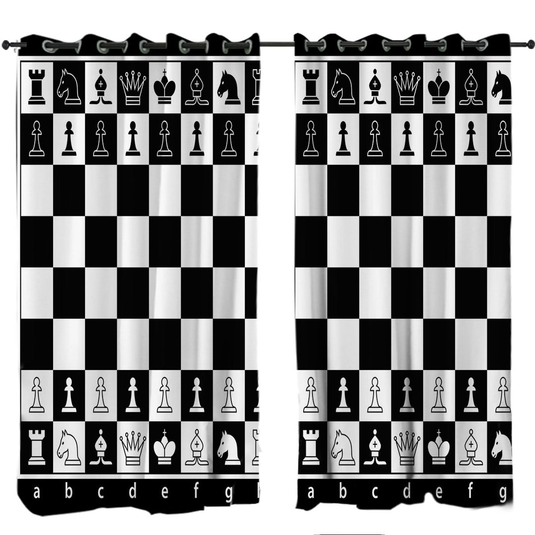 Black and White Chess Curtains for Bedroom