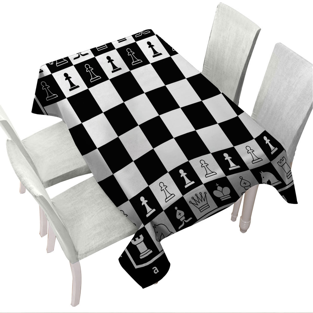 Black and White Chess Tablecloth