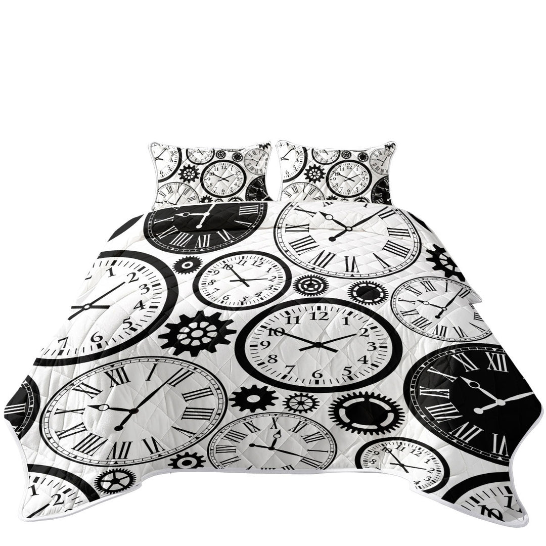 Black and White Clocks Quilts for sale