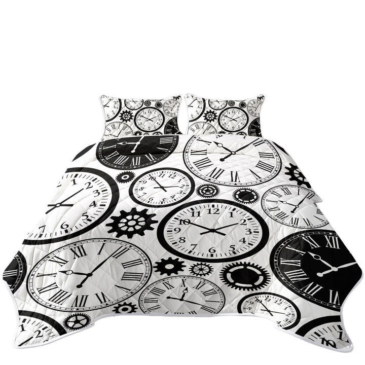Black and White Clocks Quilts for sale