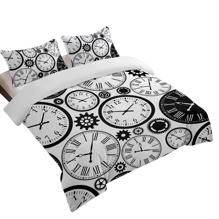Black and White Clocks Twin Duvet Covers