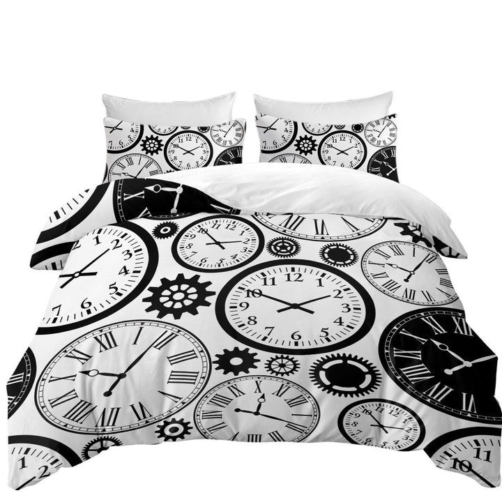 Black and White Clocks Twin xl Duvet Covers