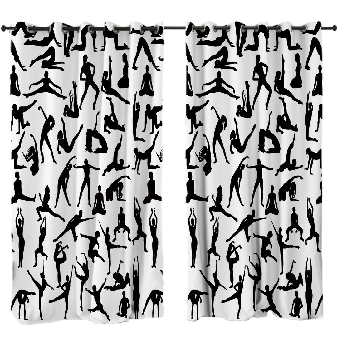 Black and White Dancing Silhouettes Curtains
