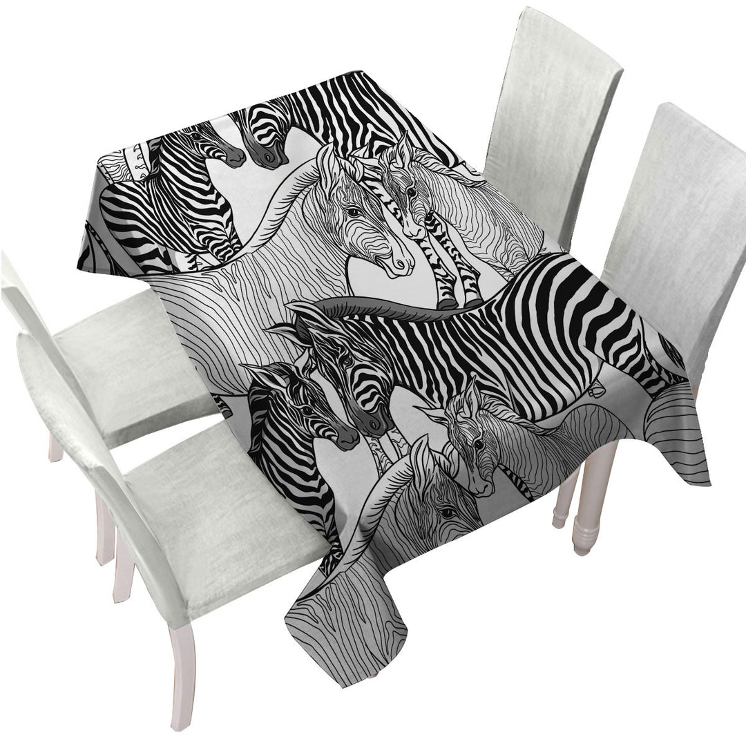 Black and White Dazzle of Zebras Custom table cloth