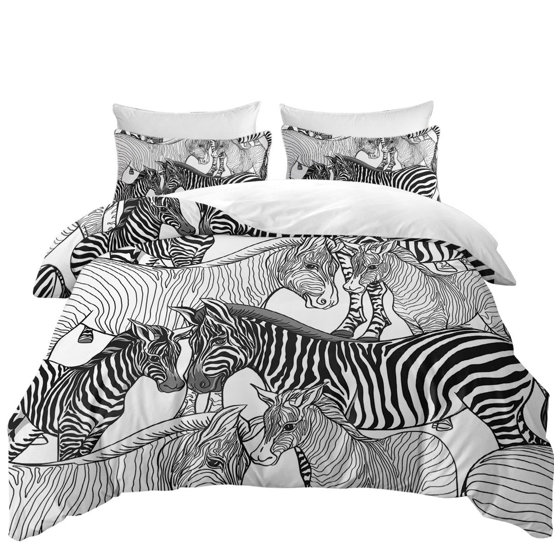 Black and White Dazzle of Zebras Quilt Cover