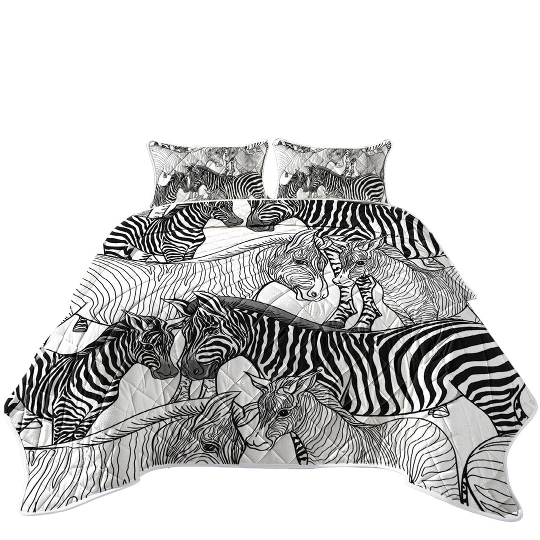 Black and White Dazzle of Zebras Quilts