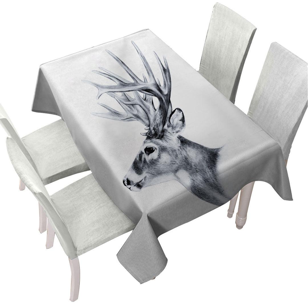 Black and White Deer Tablecloth
