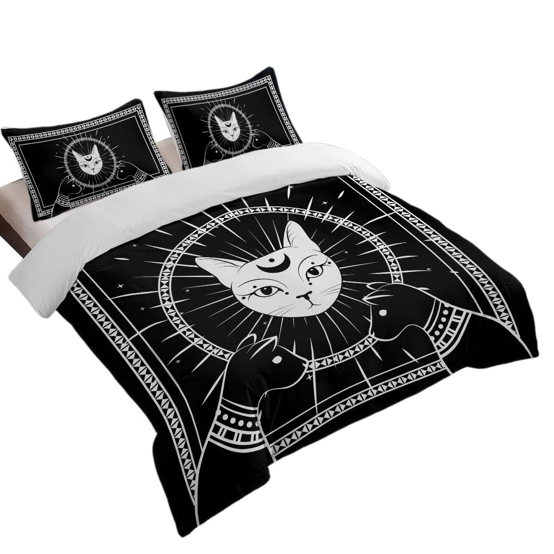 Black and White Egyptian Cat God Bed Covers