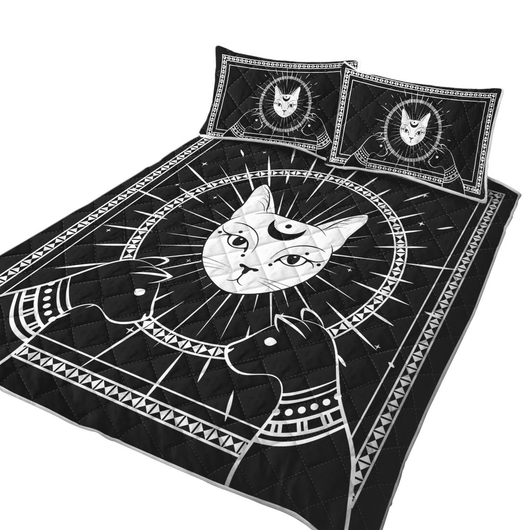 Black and White Egyptian Cat God Quilt