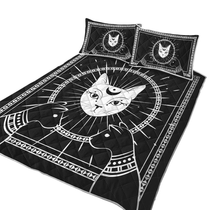 Black and White Egyptian Cat God Quilt