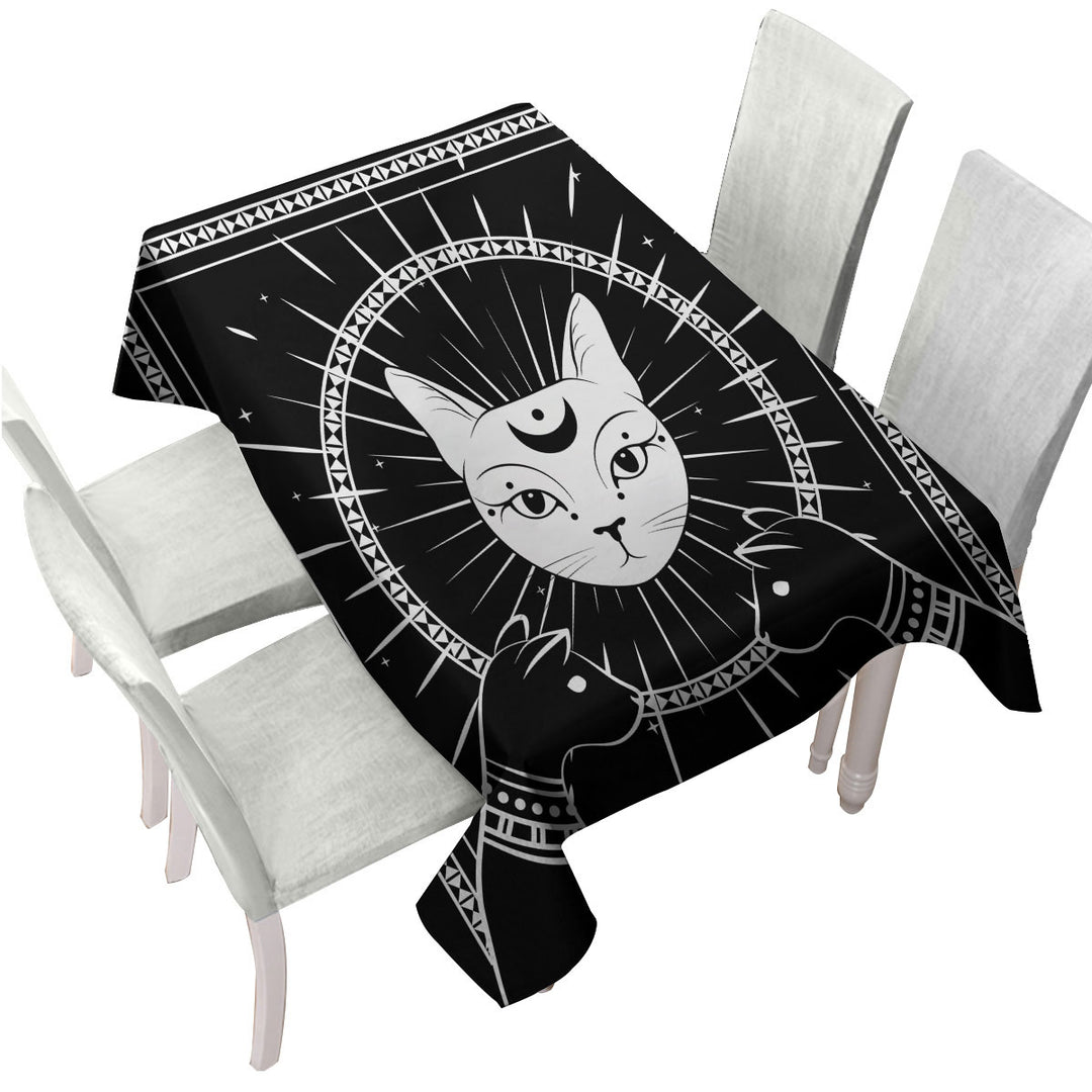 Black and White Egyptian Cat God Tablecloths