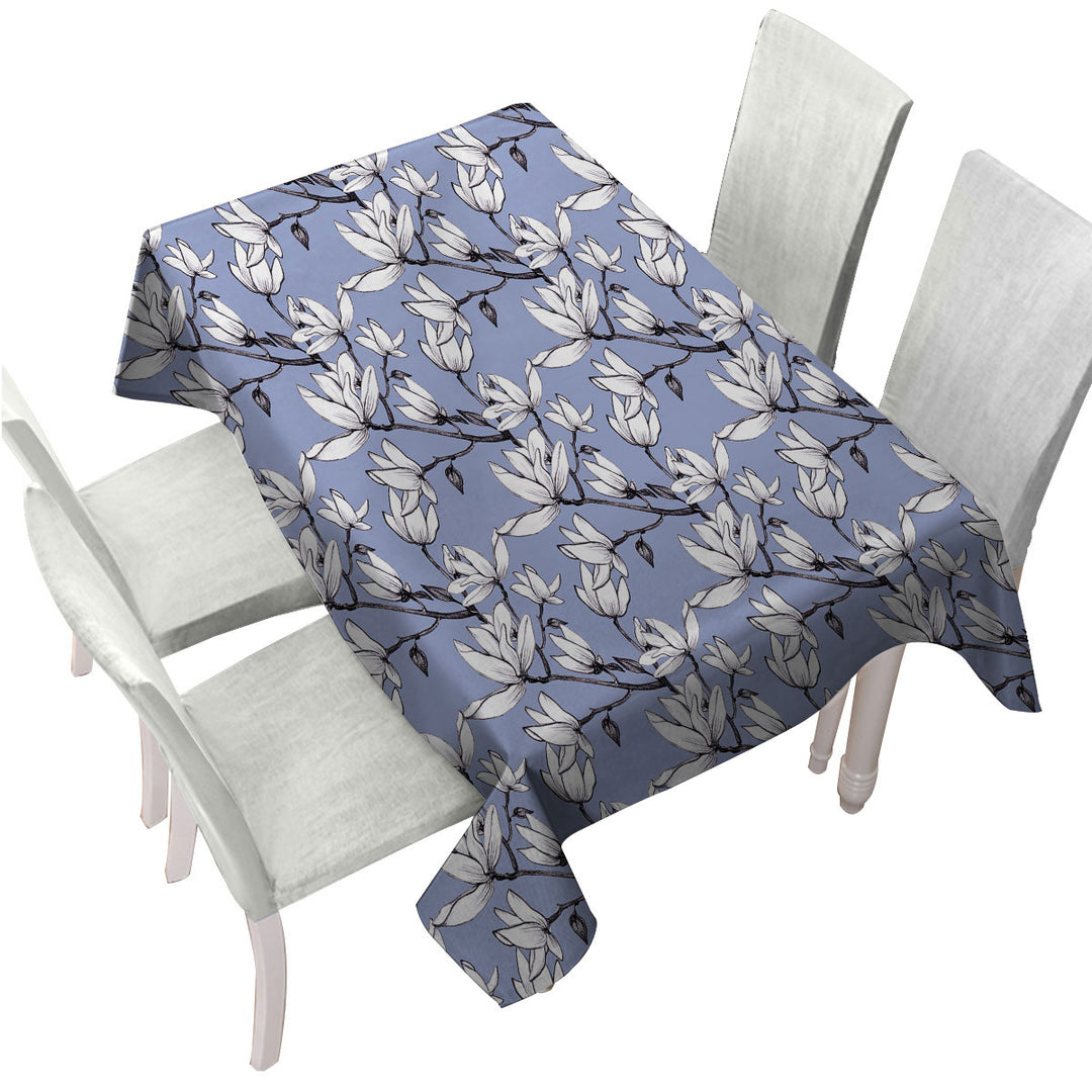 Black and White Flowers Drawing Custom table cloth
