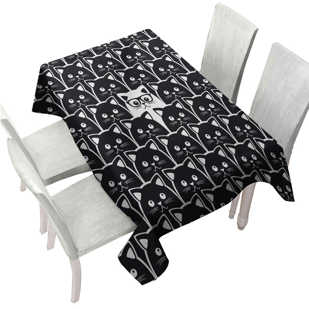 Black and White Funny Cats Print Custom table cloth