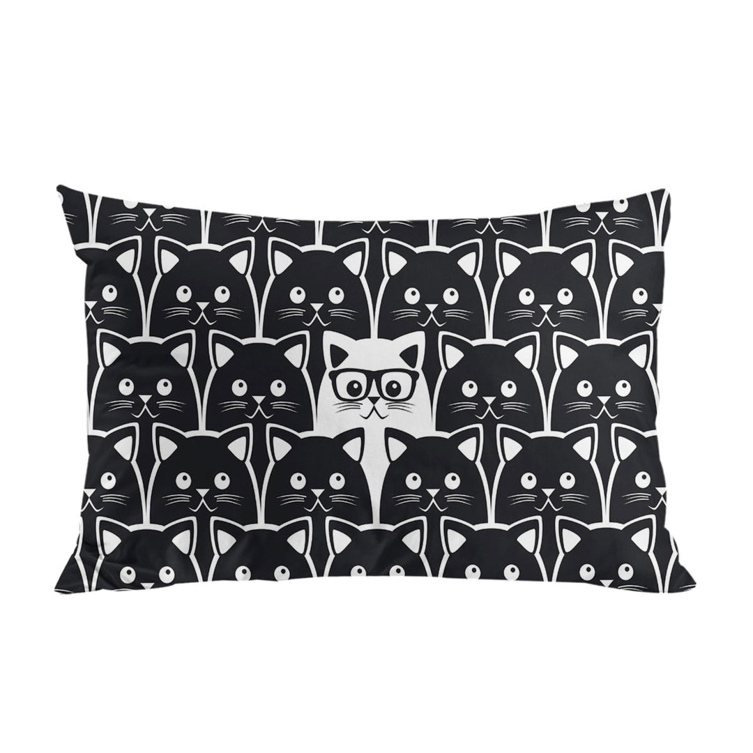 Black and White Funny Cats Print Pillowcase