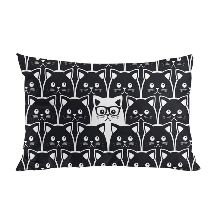 Black and White Funny Cats Print Pillowcase