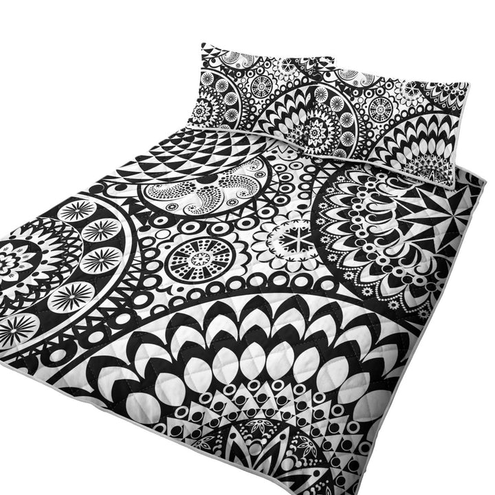 Black and White Mandalas Pile Quilts