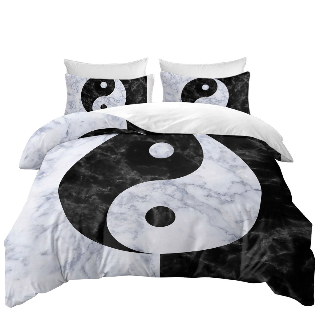 Black and White Marble Oriental Yin and Yan Donna Covers