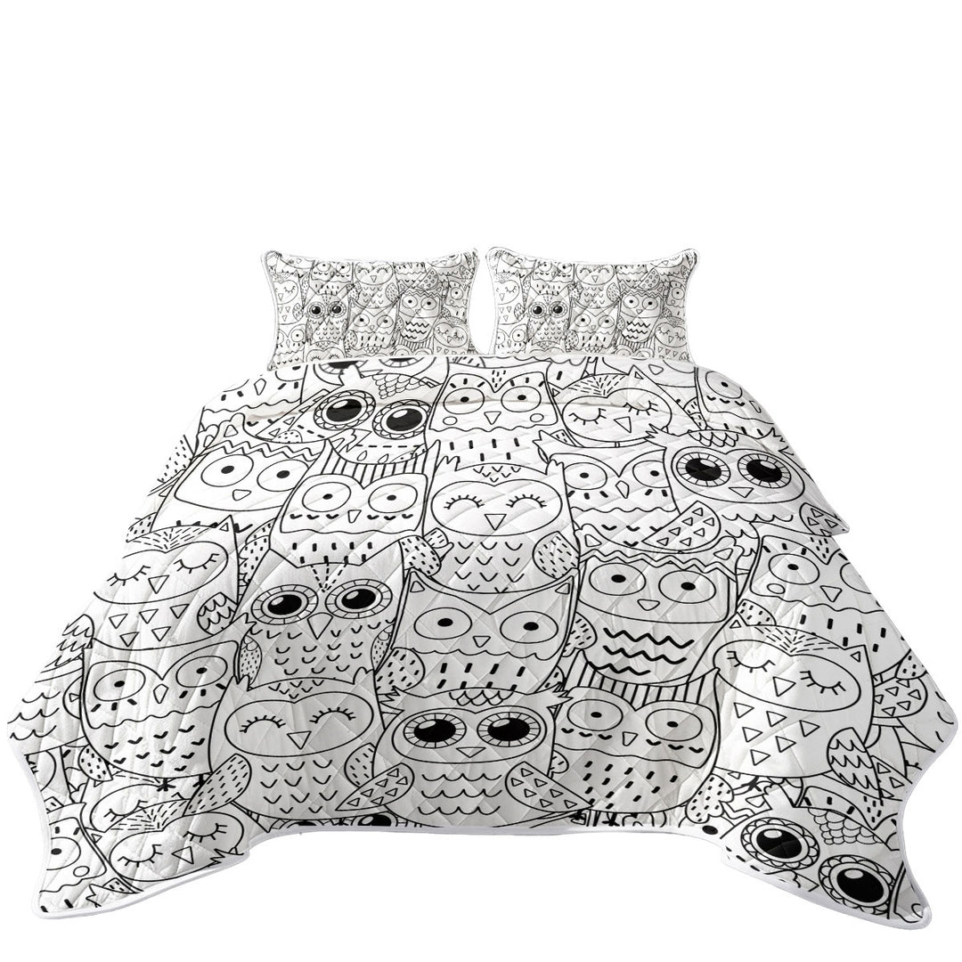 Black and White Owls Drawings Quilt Shop Near Me
