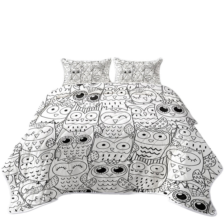 Black and White Owls Drawings Quilt Shop Near Me
