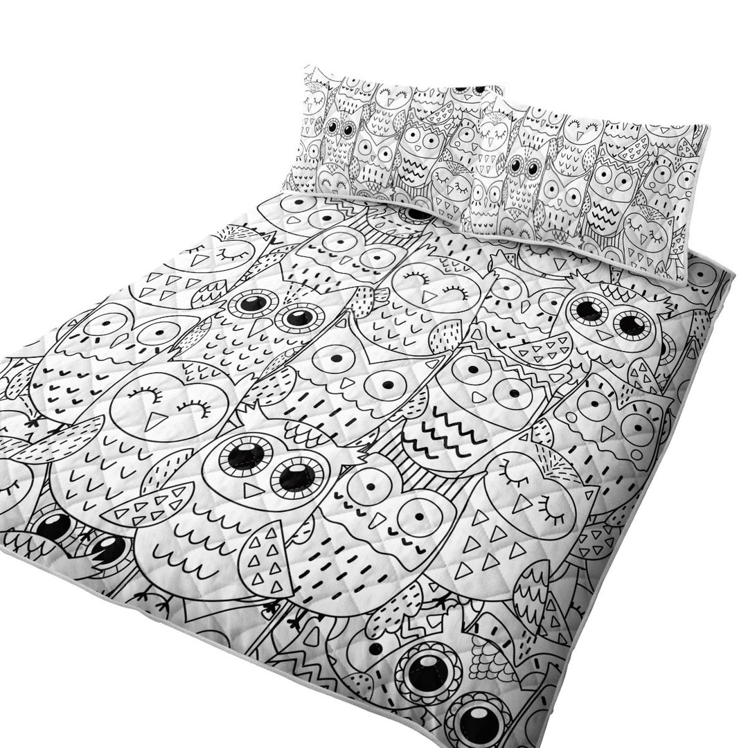 Black and White Owls Drawings Quilt Stores Near Me