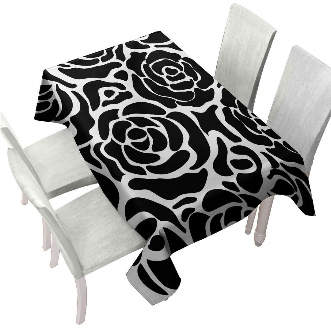 Black and White Roses Pattern Custom table Covers