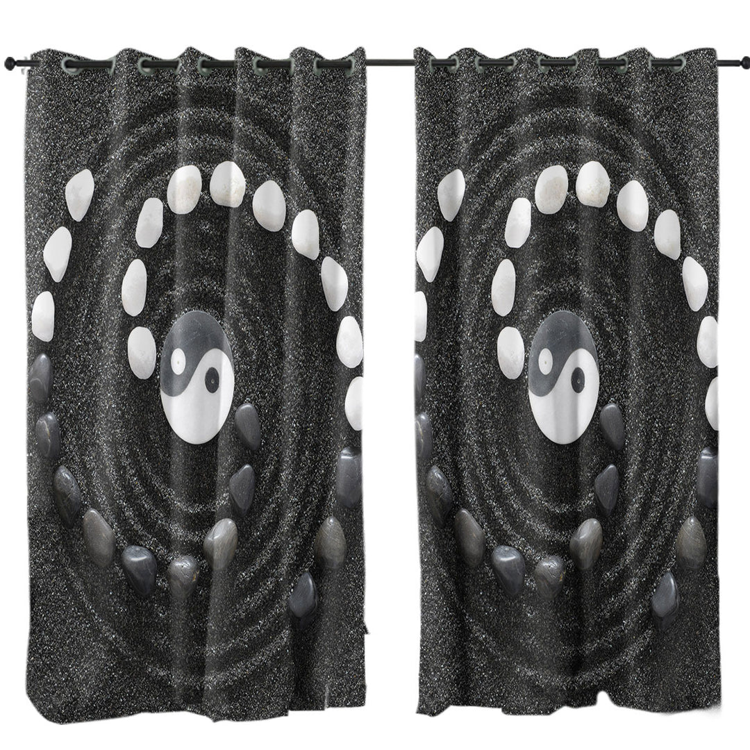 Black and White Stones Yin and Yang Curtain