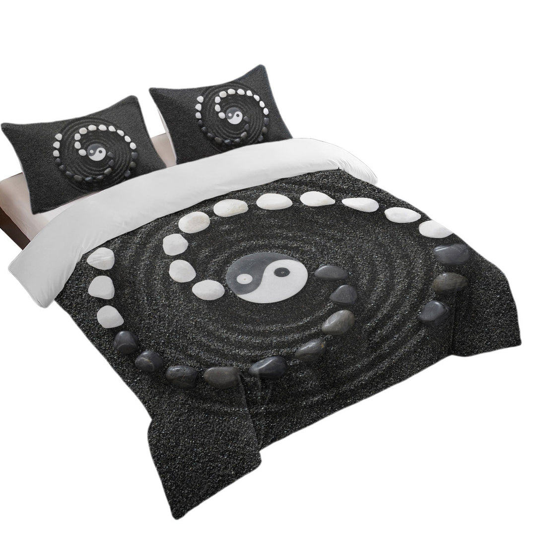 Black and White Stones Yin and Yang Duvet Cover set