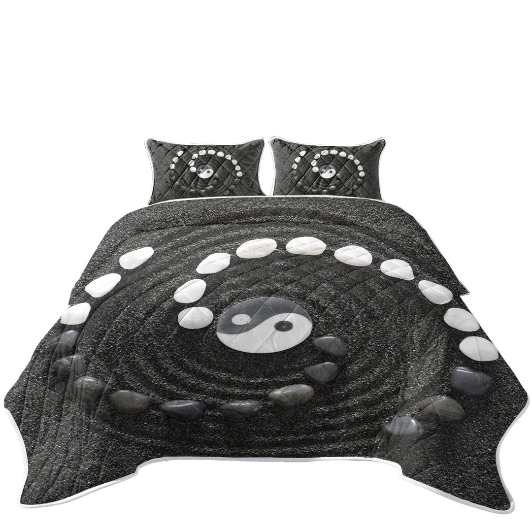 Black and White Stones Yin and Yang Quilts for Beds