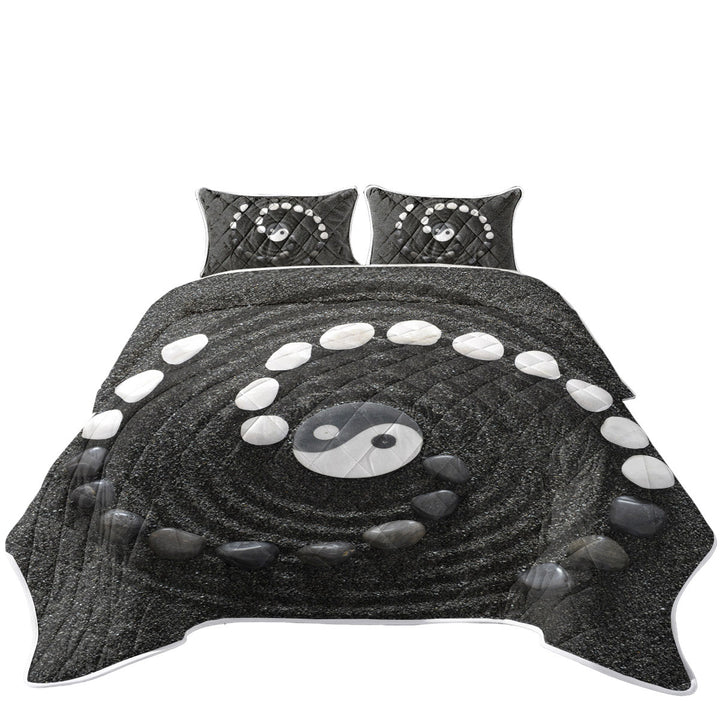 Black and White Stones Yin and Yang Quilts for Beds