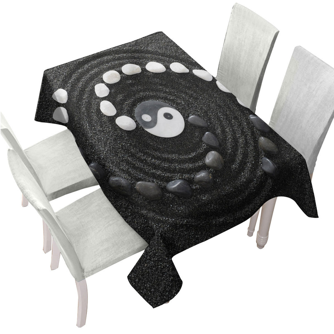 Black and White Stones Yin and Yang Tablecloths